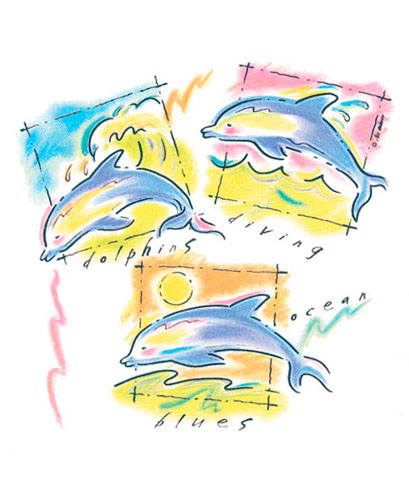 TRANSFER PASTEL CHALK DOLPHINS