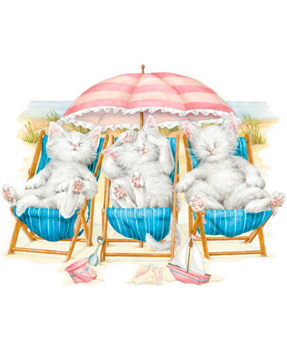 TRANSFER KITTENS IN BEACH CHAIRS