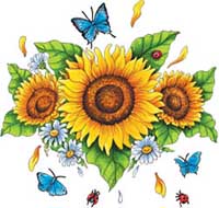 TRANSFER SUNFLOWERS AND LADYBUGS