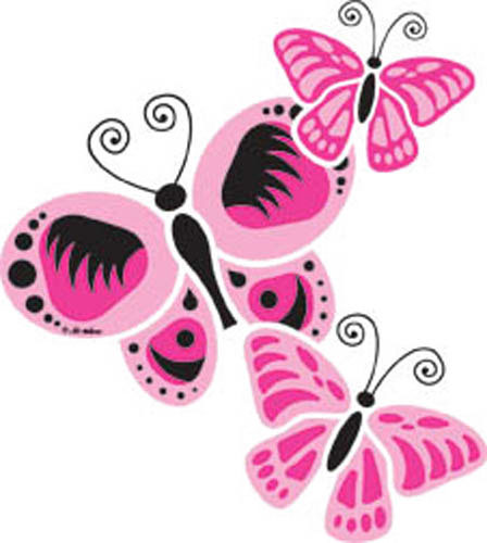 TRANSFER PINK VERTICLE BUTTERFLIES