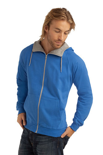 FELPA UOMO ZIP CAPPUCCIO COT INTERNO CONTRASTO