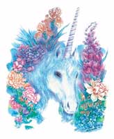 TRANSFER UNICORN W/FLOWERS YTH