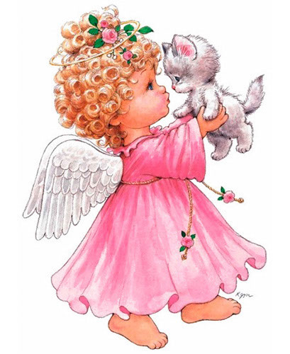 TRANSFER PINK ANGEL W/KITTY ADULT