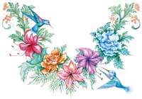 TRANSFER HUMMINGBIRD/FLORAL YOKE