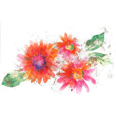TRANSFER THREE RED FLOWERS
