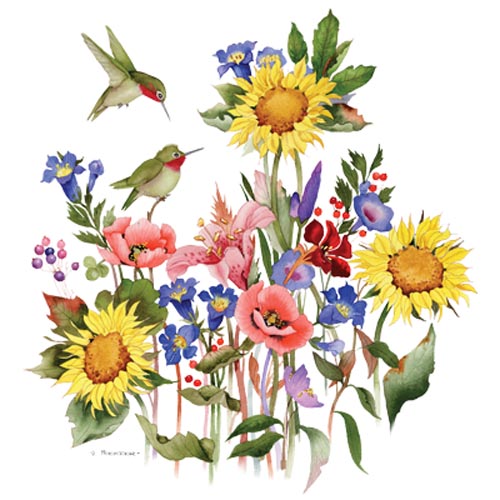 TRANSFER SUNFLOWERS & HUMMERS