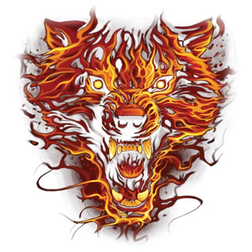 TRANSFER FLAMING WOLF (DARKS ONLY)