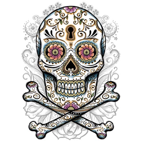 TRANSFER FLORAL SKULL