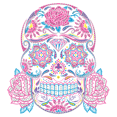 TRANSFER MUERTA SKULL RHINESTONES..