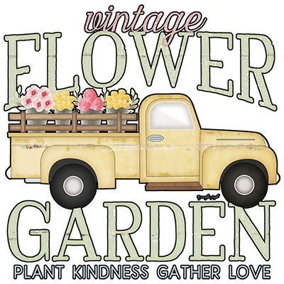 TRANSFER VINTAGE FLOWER GARDEN TRUCK