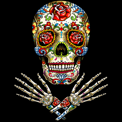 TRANSFER SUGAR SKULL HANDS