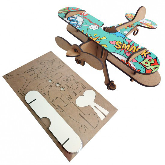 MODELLINO 3D IN MDF AEROPLANO CON ALI SUBLIMABILI