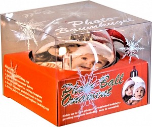 Palla ornamentale 80 mm diam + scatola regalo pvc