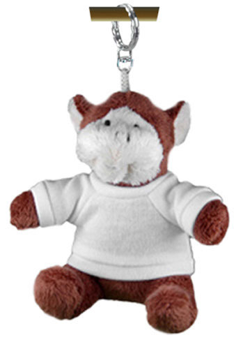Portachiavi peluche scimmia con t shirt 9 cm