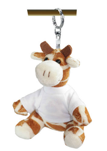 Portachiavi peluche giraffa con t-shirt 9 cm