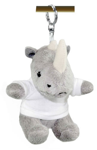 Portachiavi peluche rinoceronte con t-shirt 9cm