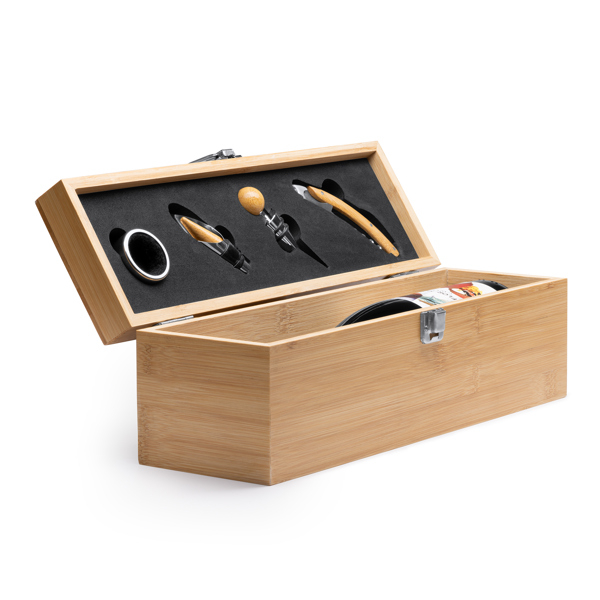 Cofanetto porta vino BORDEL in legno+set accessori
