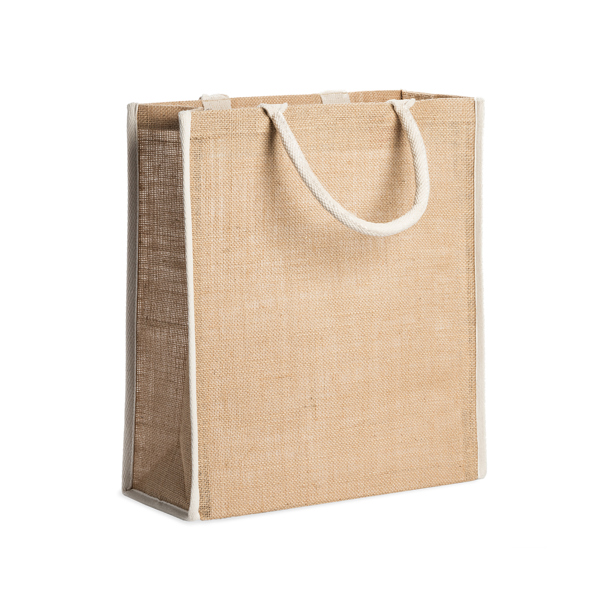 Borsa KOPER in juta con bordino in cotone