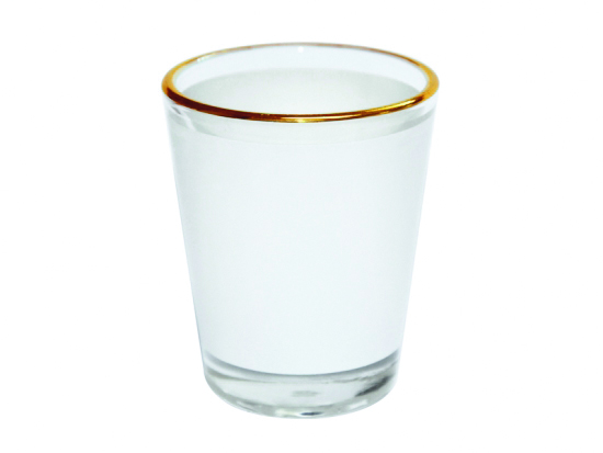 BICCHIERINO CONICO IN VETRO CON BORDINO ORO 1,5 OZ