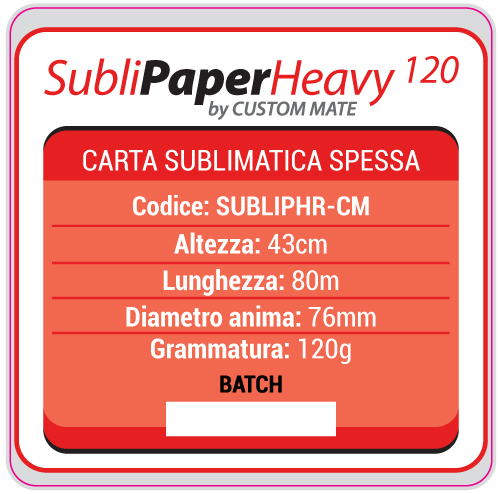 Carta x sublimazione in rot SUBLIMATE HEAVY 120gr Carta x sublimazione in rot SUBLIMATE HEAVY 120gr