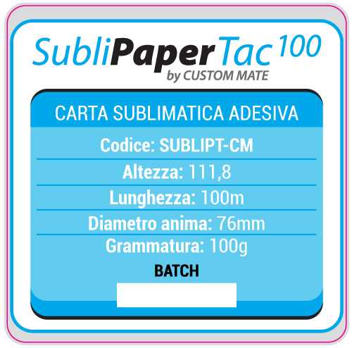 Carta per sublimazione SUBLIMATE TAC 100gr