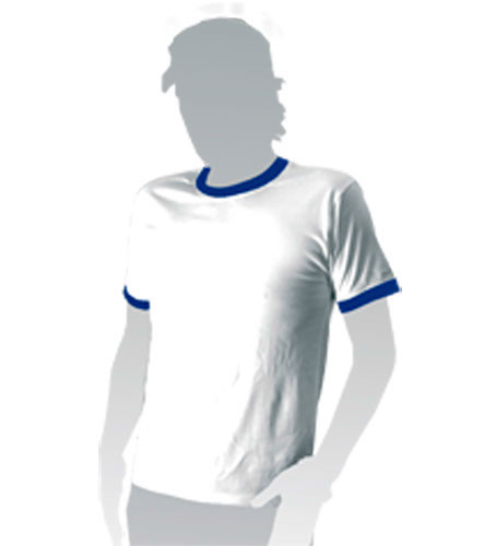 T-shirt poliestere adulto m/c con bordi blu