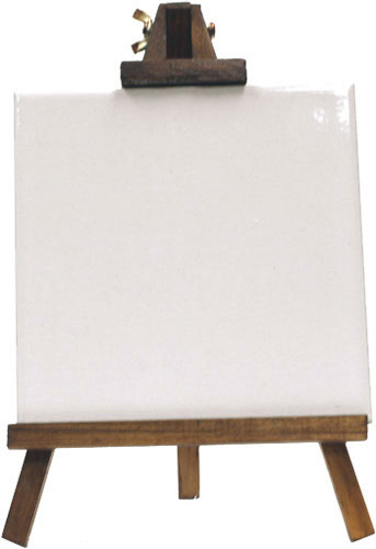 CAVALLETTO IN LEGNO SCURO CON MATTONELLA 150x150mm