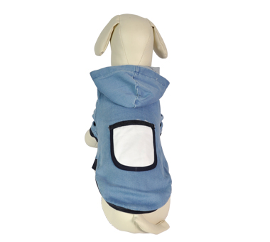 Vestitino jeans cani con cappuccio riquadro subli