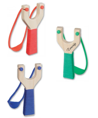 FIONDA IN LEGNO CON MANICO IN CORDA COLORATA