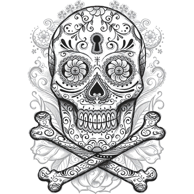 TRANSFER FLORAL SKULL