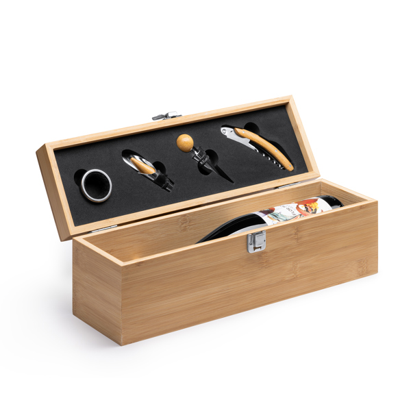 Cofanetto porta vino BORDEL in legno+set accessori
