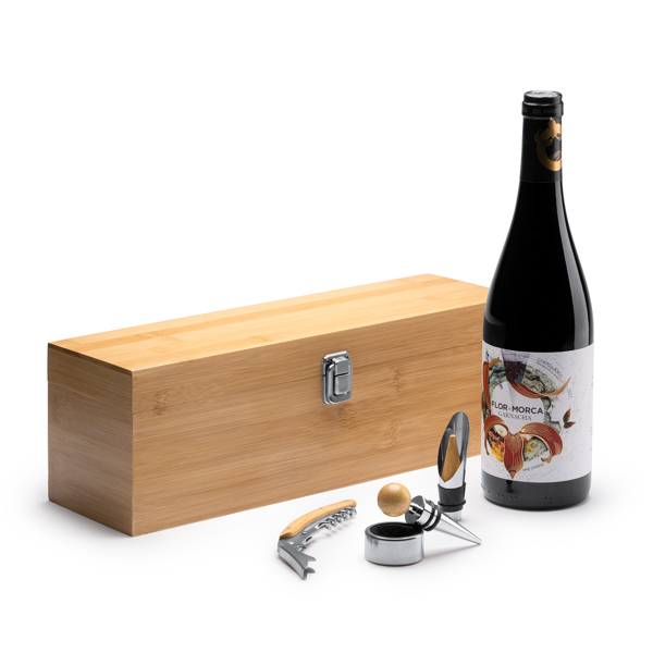 Cofanetto porta vino BORDEL in legno+set accessori