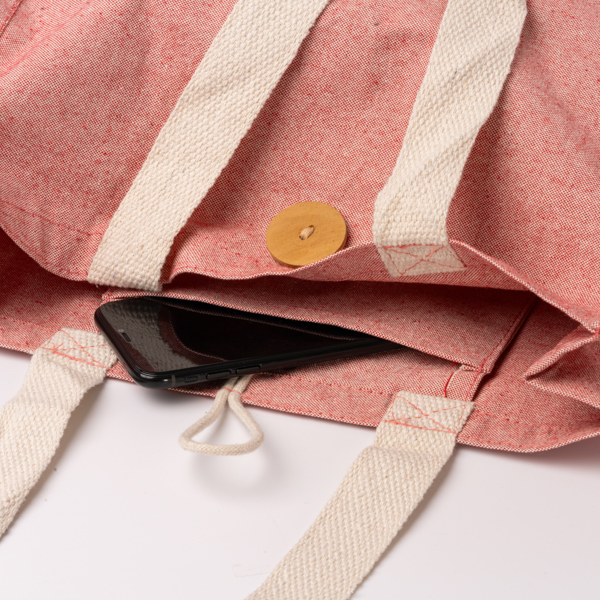 BORSA BARMER COT. RIC. FINITURA MELANGE E BOTTONE