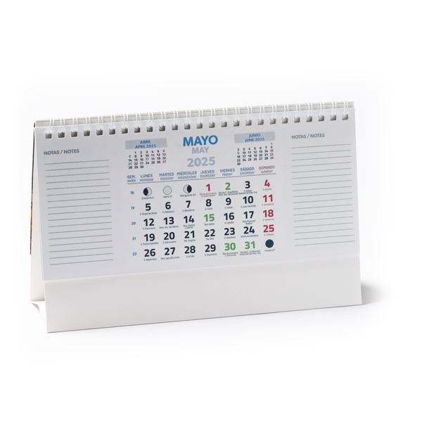 Calendario FLINT da tavolo orizzontale con anelli