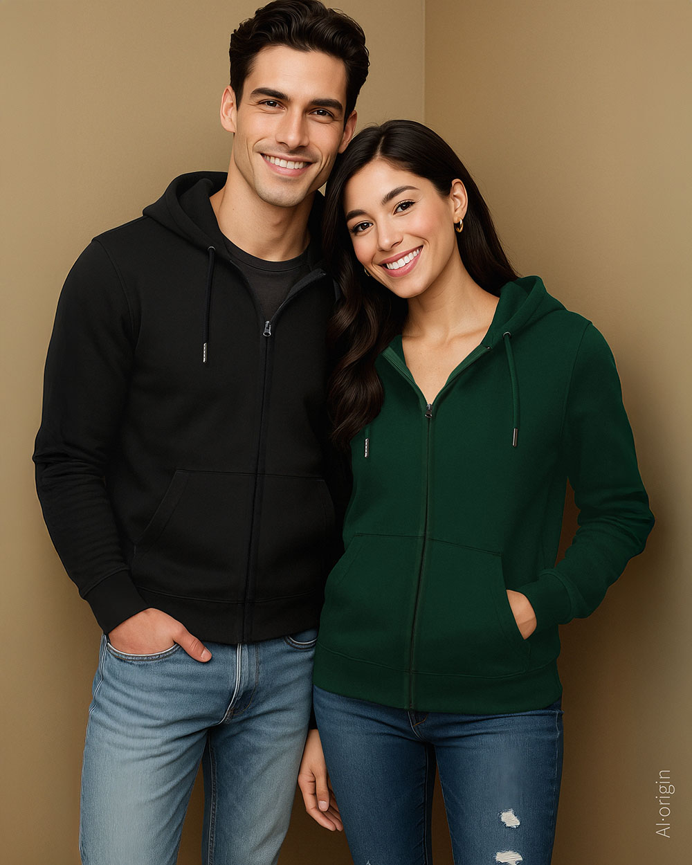 FELPA CON ZIP E CAPPUCCIO UNISEX
