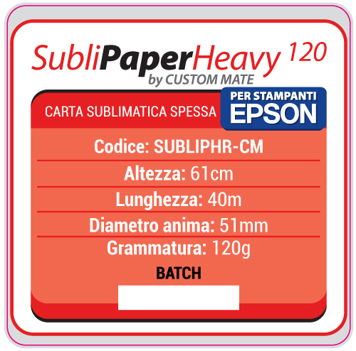 Carta x sublimazione in rot SUBLIMATE HEAVY 120gr Carta x sublimazione in rot SUBLIMATE HEAVY 120gr
