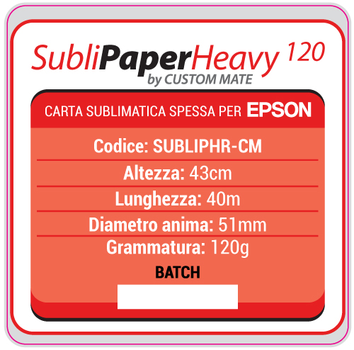 Carta x sublimazione in rot SUBLIMATE HEAVY 120gr Carta x sublimazione in rot SUBLIMATE HEAVY 120gr