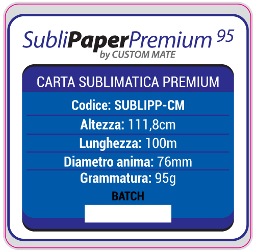 Carta per sublimazione SUBLIMATE PREMIUM 95gr